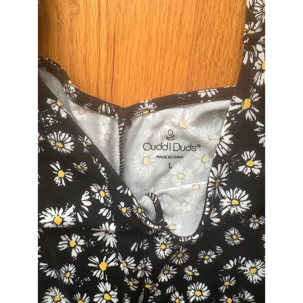 Cuddl Duds Black Daisy Floral Sleeveless Wide Leg Jumpsuit Large - Picture 3 of 6
